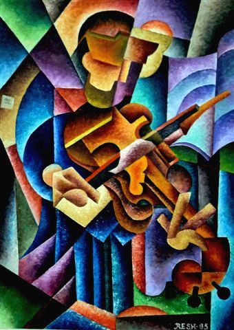composition-- Violinist-- oil on canvas 70x50 cm Original