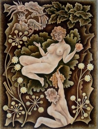 --Adam and Eva--acrylic on canvas 70x70cm.