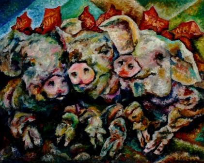 composition-- Three friends--oil on canvas 100x80cm. 2005
