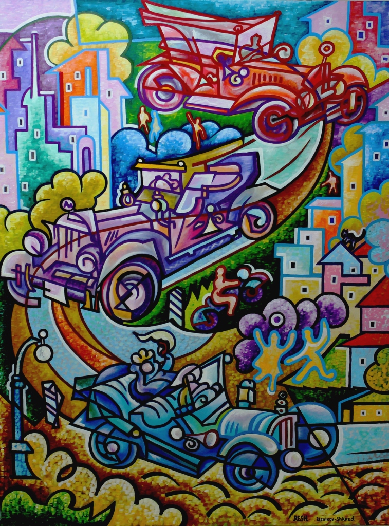 Composition--Cars--mixed technics, canvas--200x150cm