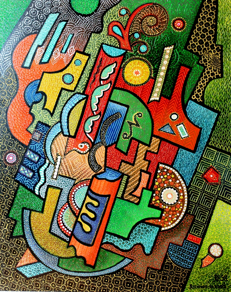 composition--Abstract #4--mixed technic on canvas 100x80cm.