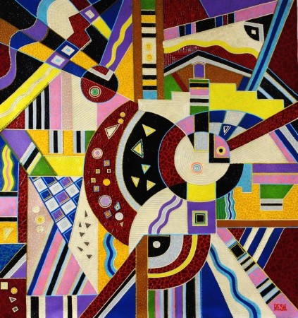 -- Colorful musical composition # 10--mixed technics on canvas 96x 90cm.